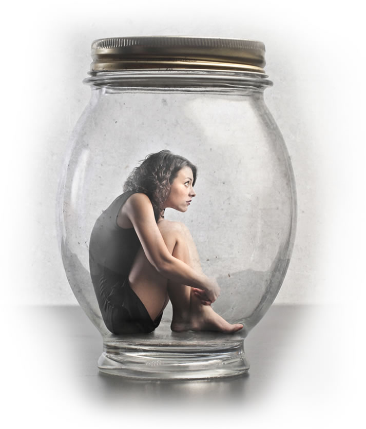 women in jar