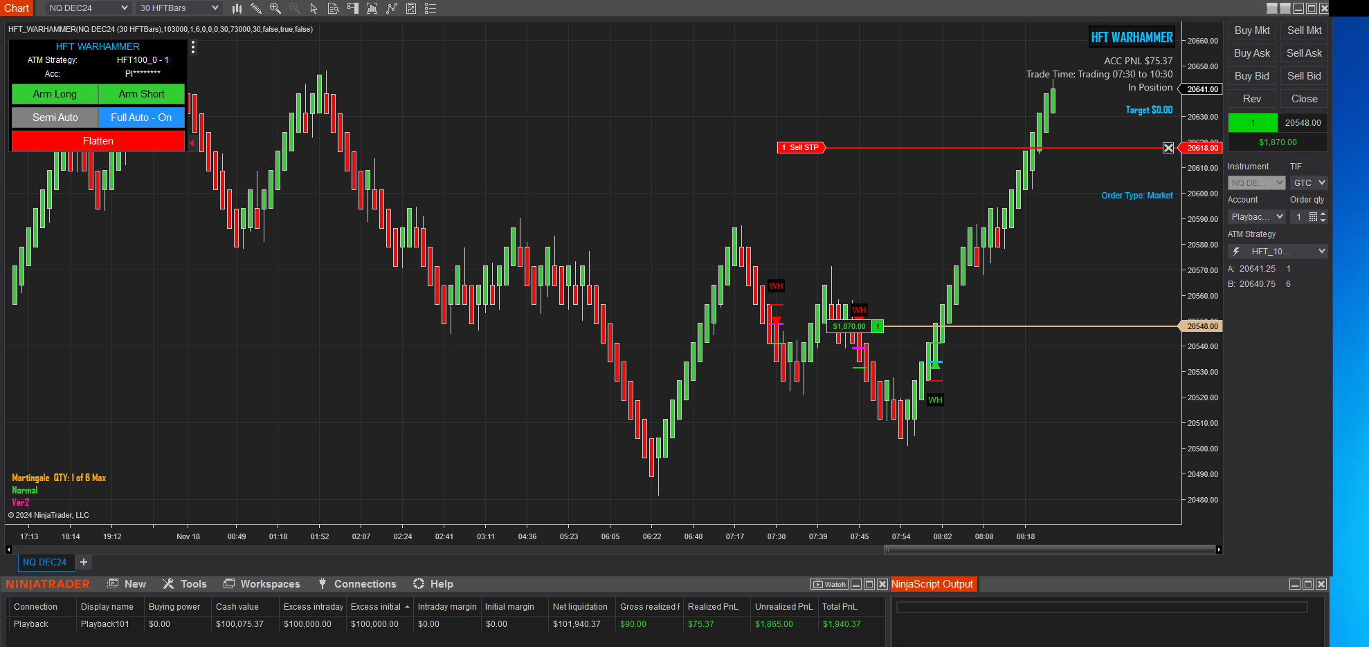 HFT Algo – Warhammer Momentum Trades​ NT8